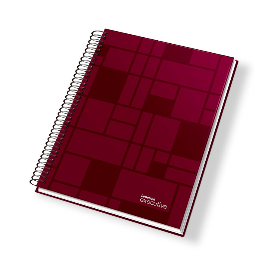 Cuaderno Executive espiralado polipropileno bordó, 22x29cm. 84 hojas cuadriculadas