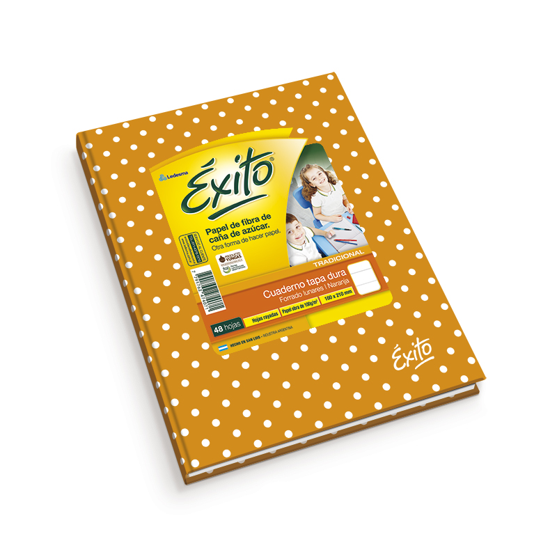 Cuaderno Éxito E1 Lunares naranja, 16x21cm. 48 hojas rayadas
