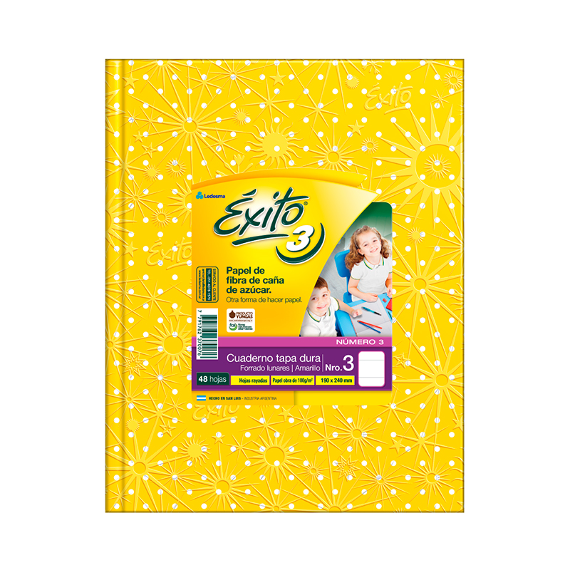 Cuaderno Éxito E3 Lunares amarillo, 19x24cm. 48 hojas rayadas