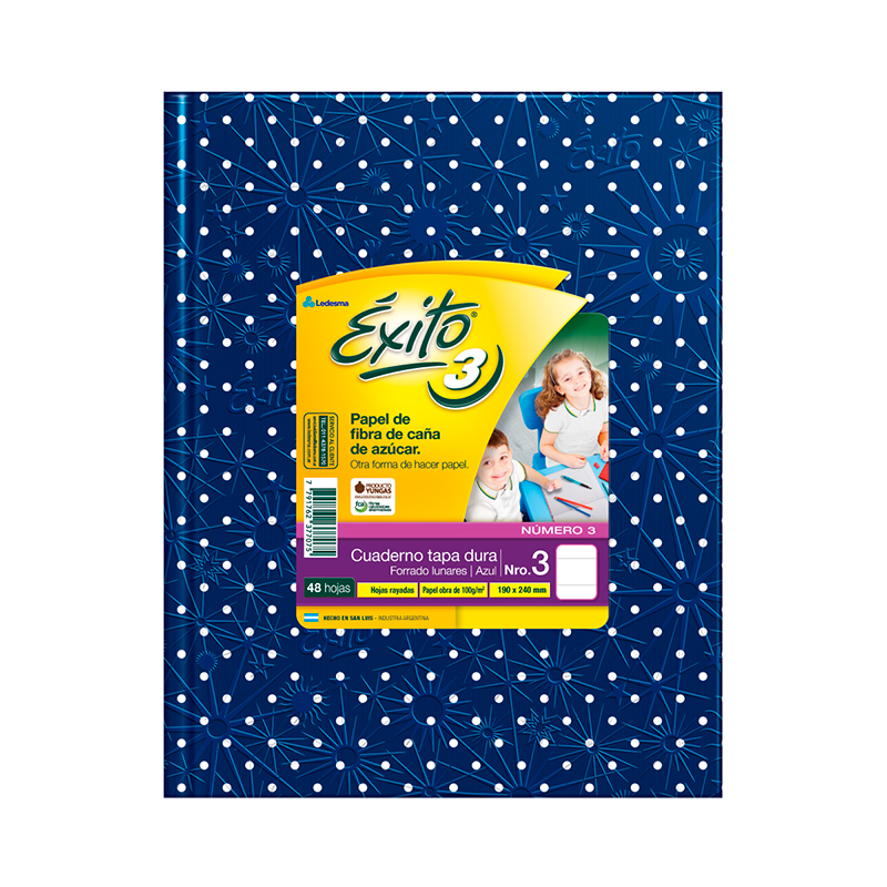 Cuaderno Éxito E3 Lunares azul, 19x24cm. 48 hojas rayadas