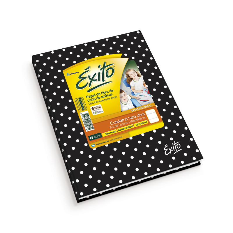 Cuaderno Éxito E3 Lunares negro/blanco, 19x24cm. 48 hojas rayadas