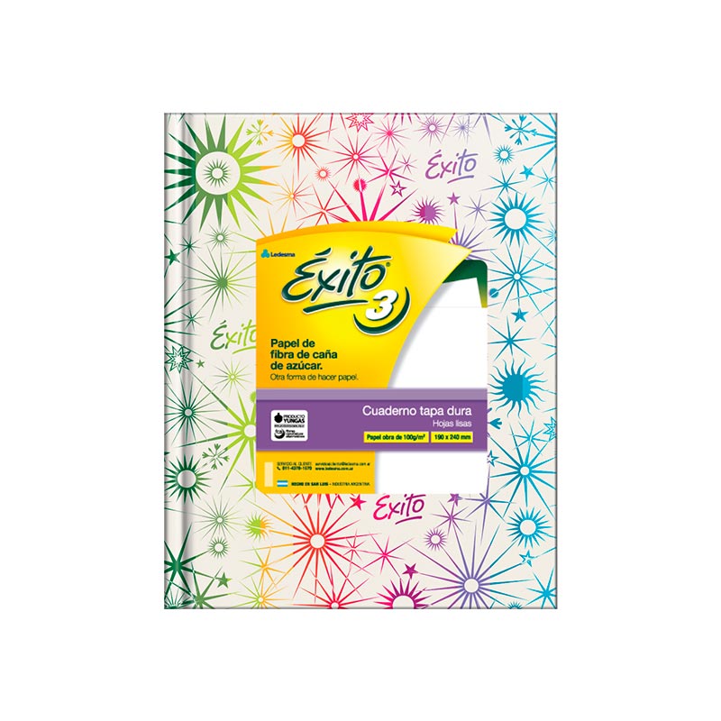 Cuaderno Éxito E3 tapa dura, 19 x 24cm. 48 hojas lisas