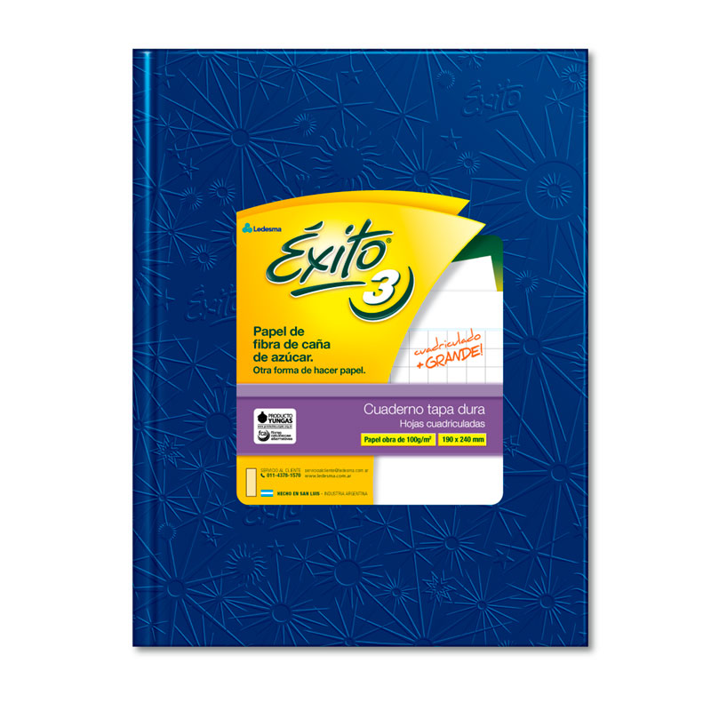 Cuaderno Éxito E3 Universo, forrado azul, 19x24cm. 48 hojas cuadriculado grande