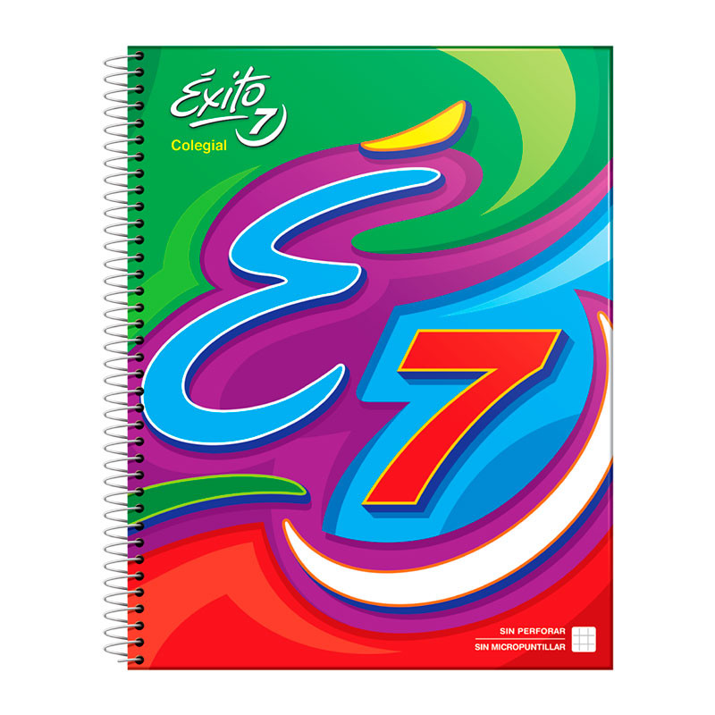 Cuaderno Éxito E7 espiralado Colegial tapa cartón, 21x27cm. 100 hojas cuadriculadas