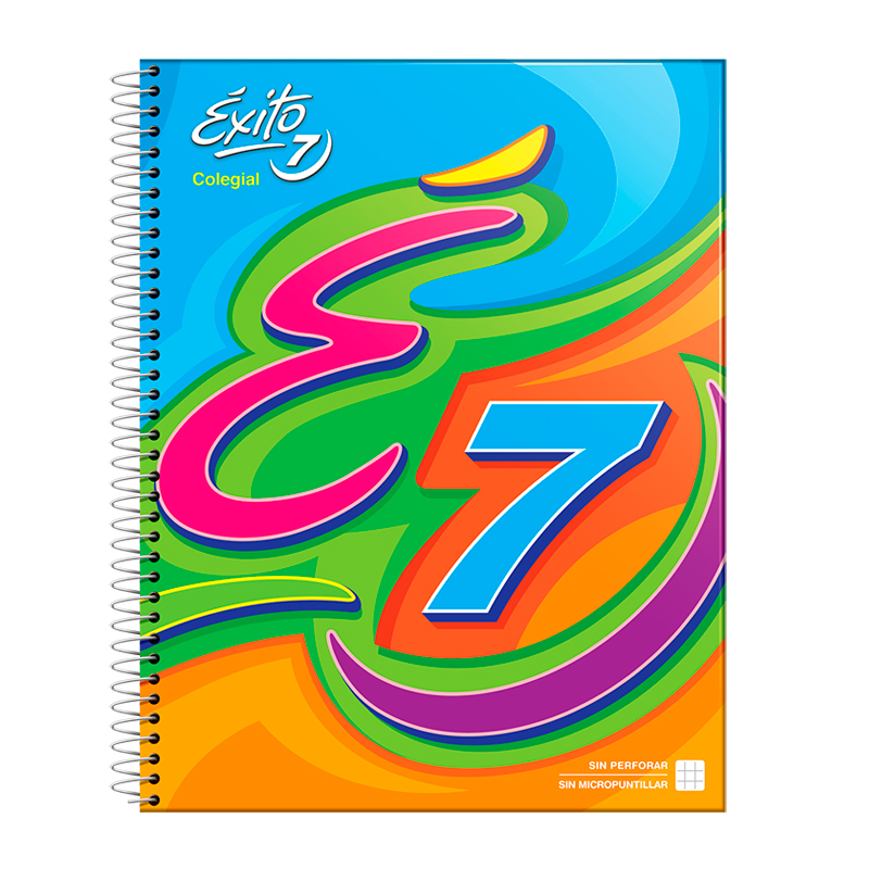 Cuaderno Éxito E7 espiralado Colegial tapa cartón, 21x27cm. 60 hojas cuadriculadas
