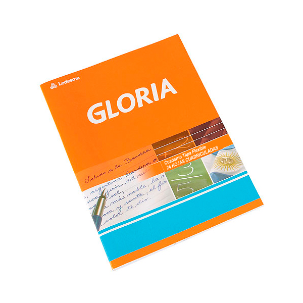 Cuaderno Gloria tapa flexible, 16x21cm. 24 hojas cuadriculadas