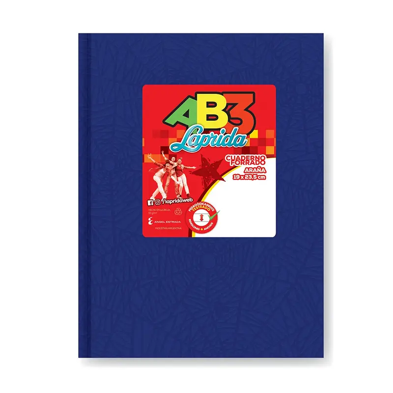 Cuaderno Laprida AB3 Araña azul, 19 x 23cm. 50 hojas rayadas