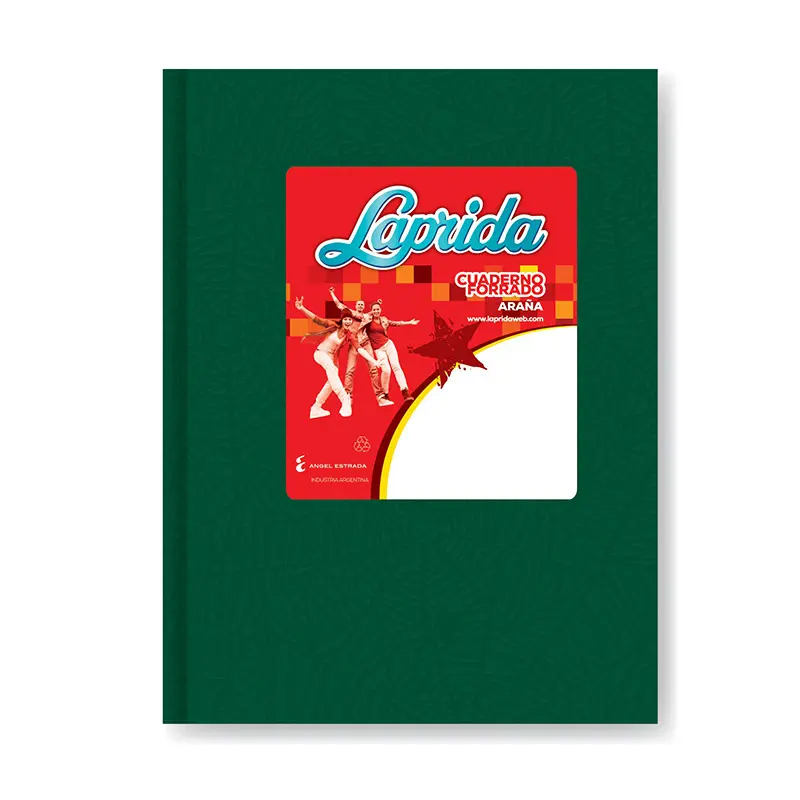 Cuaderno Laprida Araña verde, 16x21cm. 50 hojas rayadas