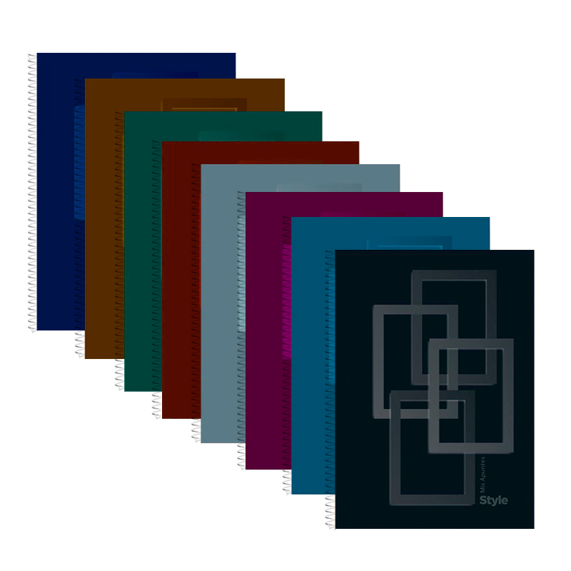 Cuaderno Mis Apuntes Style espiralado tapa rígida, 16x21cm. 120 hojas cuadriculadas