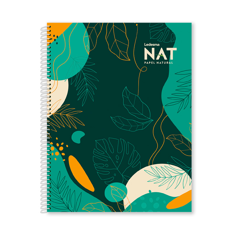 Cuaderno Ledesma NAT espiralado tapa cartón, 21x27cm. 80 hojas rayadas