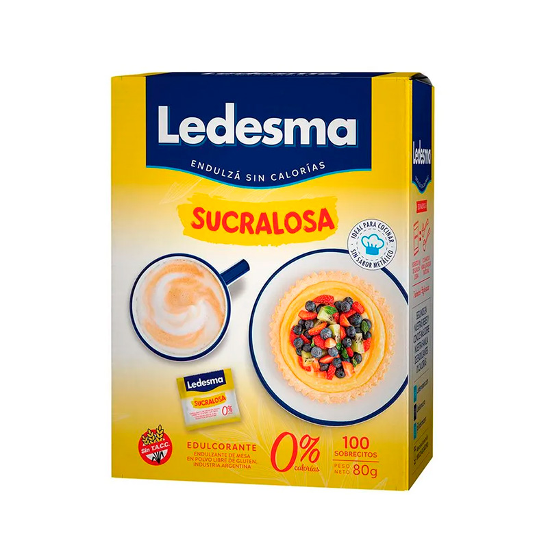 Edulcorante Ledesma Sucralosa, caja de 100 sobres