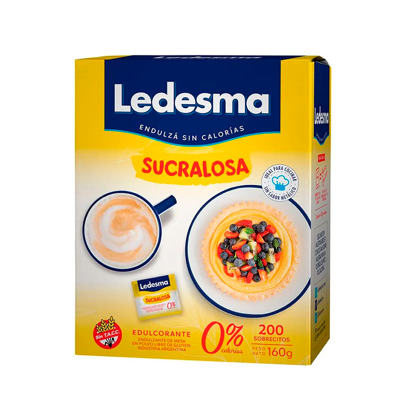 Edulcorante Ledesma Sucralosa, caja de 200 sobres