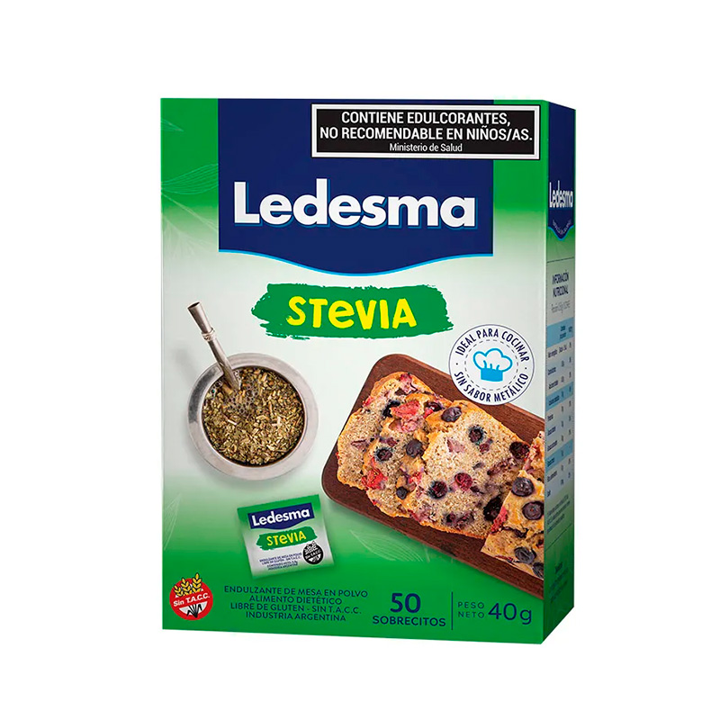 Edulcorante Ledesma Stevia, caja de 50 sobres(D)