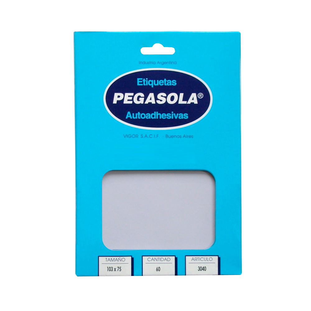 Etiquetas Pegasola 7.5 x 10.3cm. caja de 60 etiquetas