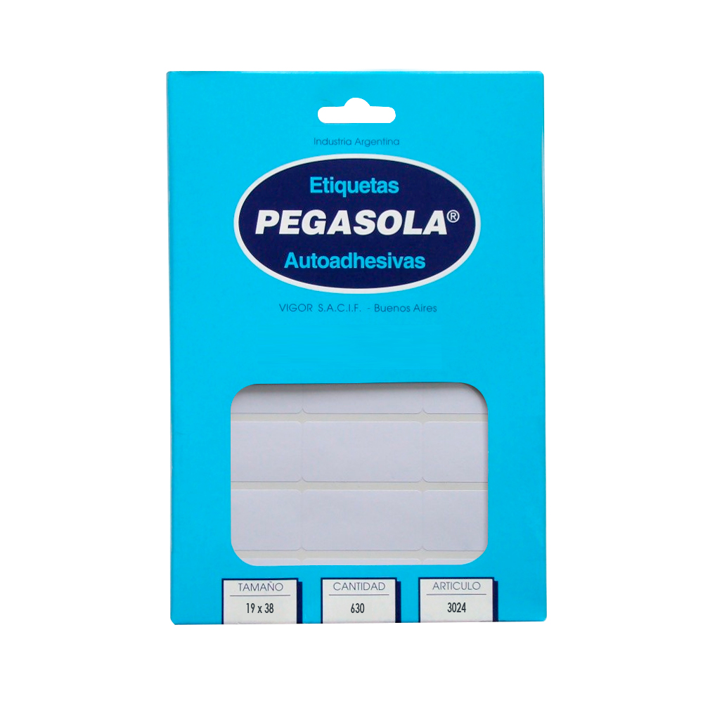 Etiquetas Pegasola 1.9 x 3.8cm. caja de 630 etiquetas