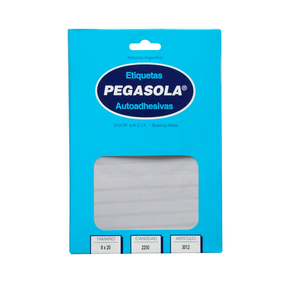 Etiquetas Pegasola 0.8 x 2.0cm. caja de 2500 etiquetas