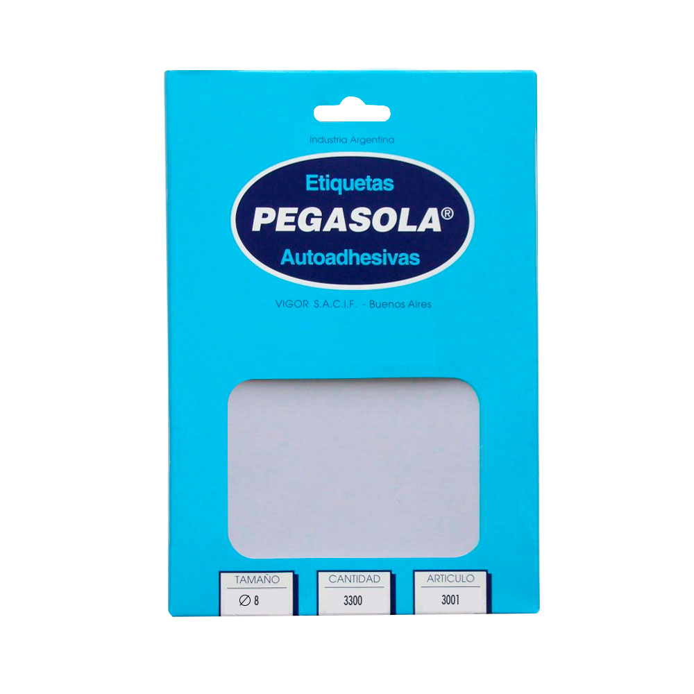 Etiqueta circular Pegasola 0.8cm. caja de 30 planchas de 3000 etiquetas(D)