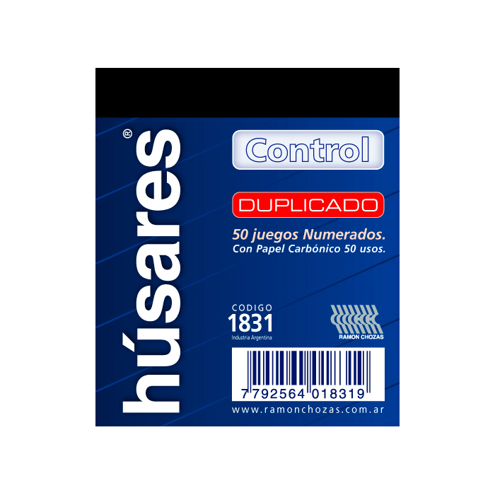 Talonario control duplicado 1831 Húsares, 7.5 x 9cm.