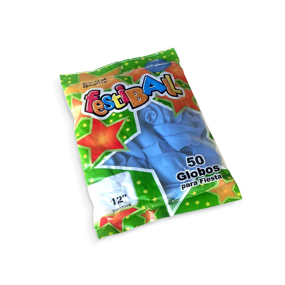 Globos lisos celestes de 12", 50 unidades