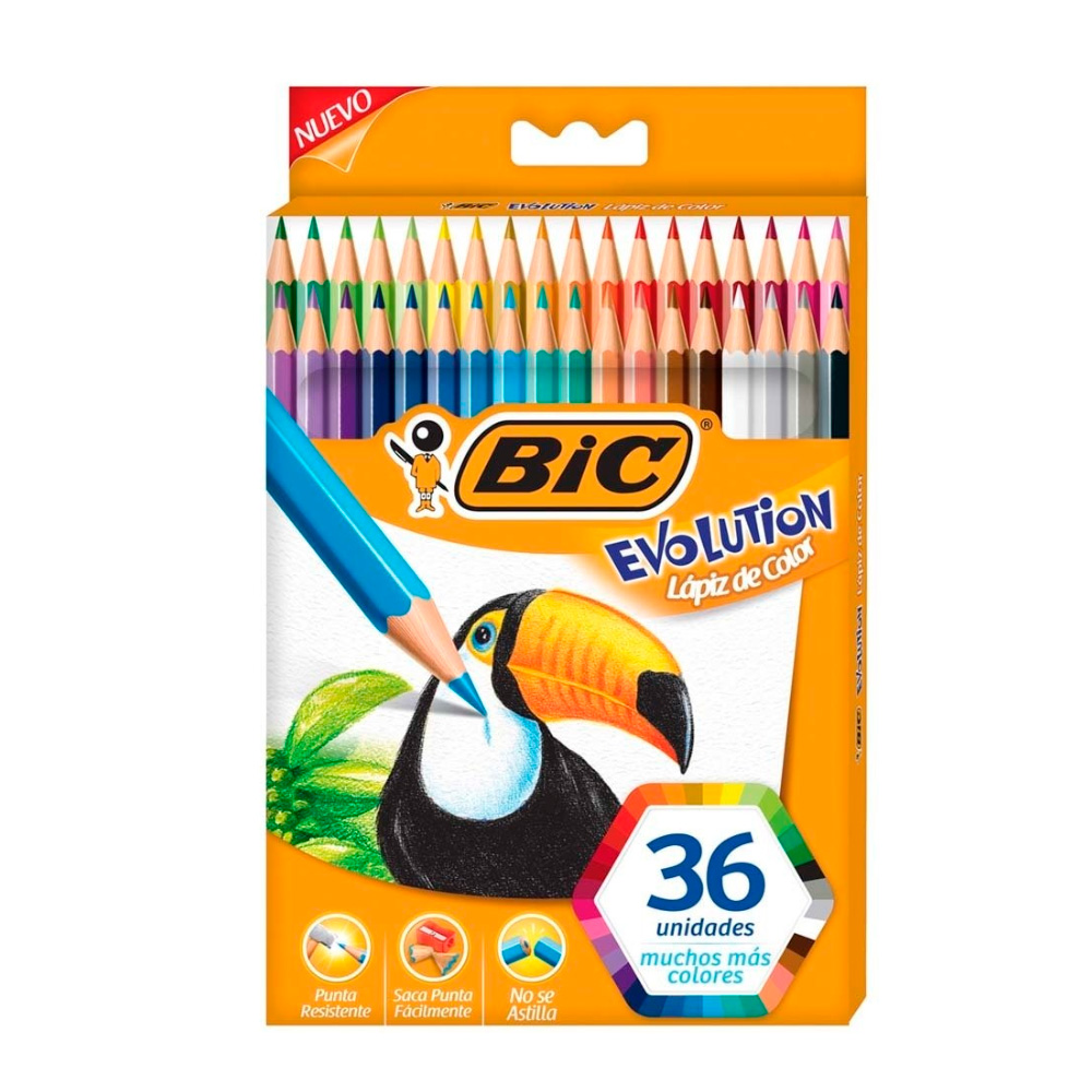 Lápices de colores Bic Evolution largos, de 36 colores
