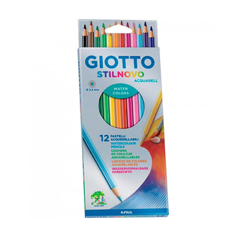 Lápices de colores Giotto Stilnovo acuarelables largos, de 12 colores