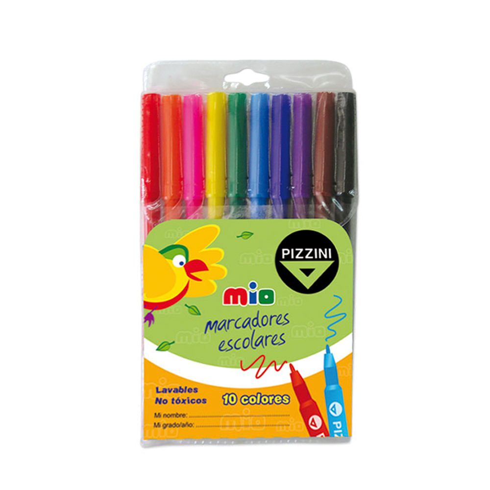 Marcador Pizzini Mio 8010, de 10 colores