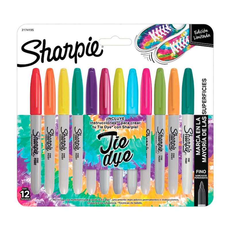 Marcadores permanentes Sharpie Tie Dye, blister de 12 colores