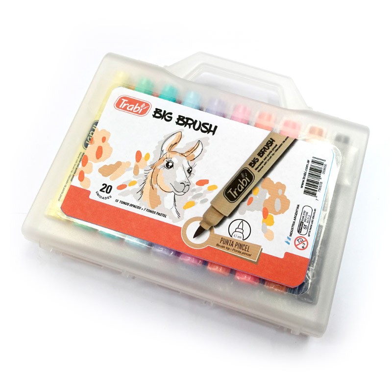 Marcador punta Pincel Trabi Big-Brush Lettering, maletín de 20 unidades