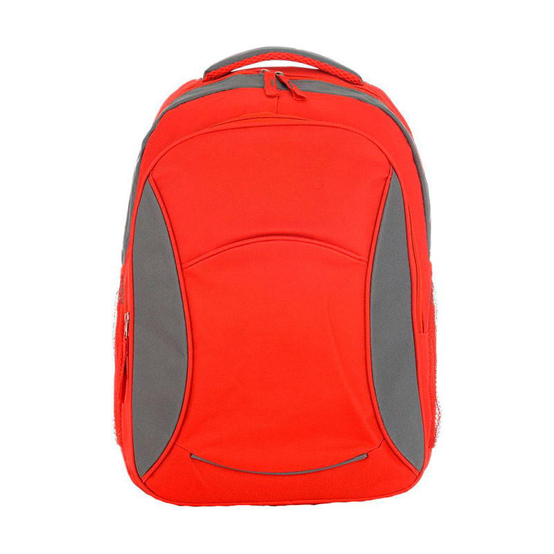 Mochila escolar RQ School lisa 17" roja y gris