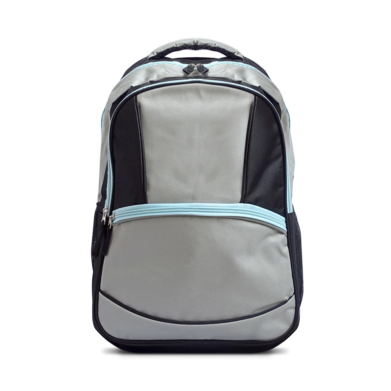 Mochila escolar RQ School II 17" gris y negro con cierre celeste
