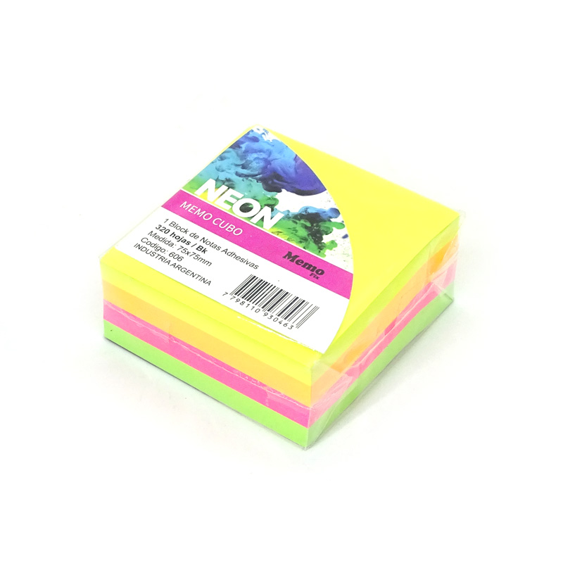 Notas Autoadhesivas MemoFix Cubo, 75 x 75mm. pack de 320 hojas