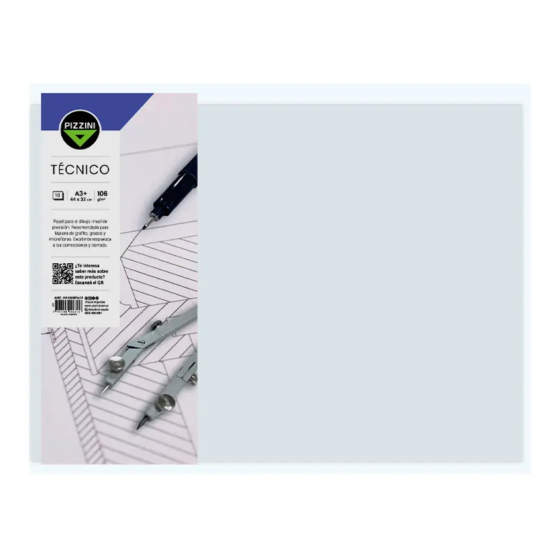 Hojas para dibujo técnico Pizzini A3, 106g. 29.7 x 42cm. pack de 10 unidades