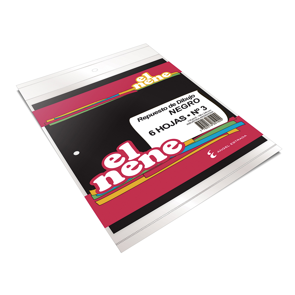 Repuesto de Dibujo El Nene N°3 negro, 6 hojas