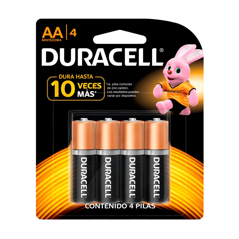 Pilas AA (chica) Duracell, blister de 4 unidades