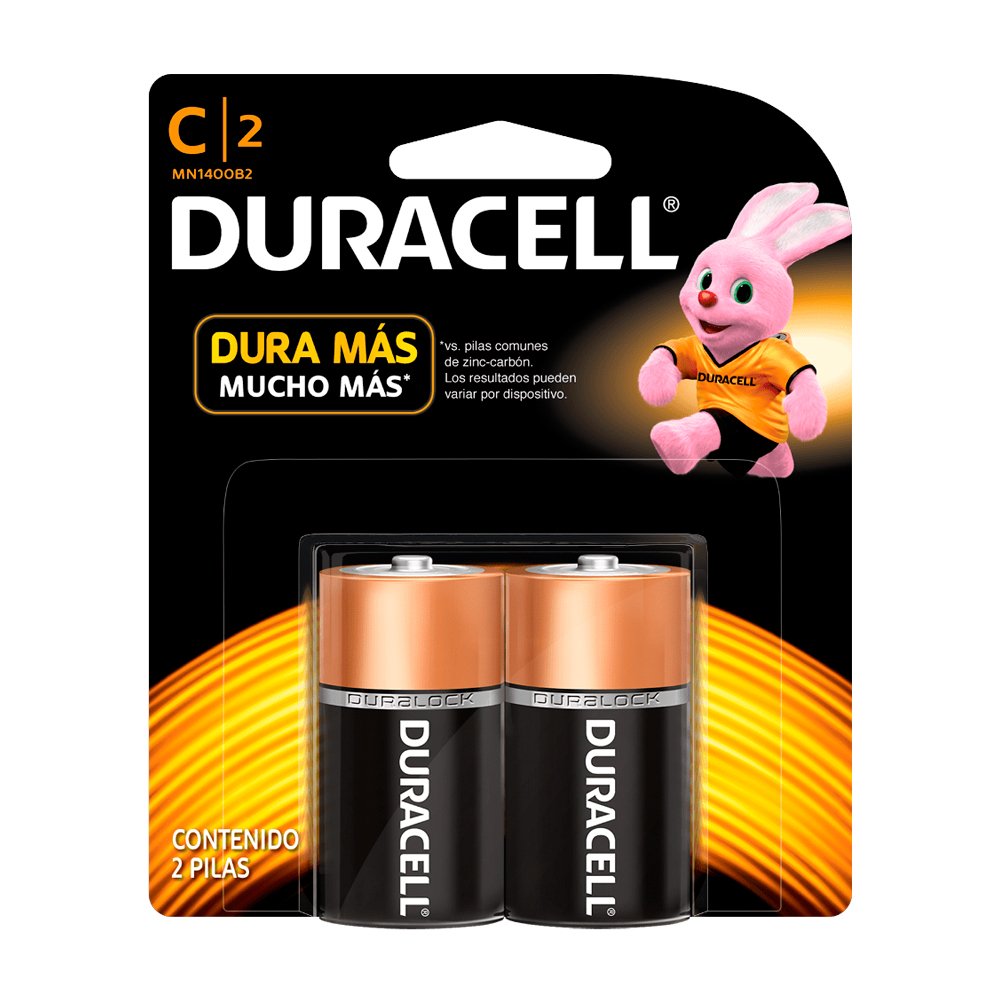 Pilas C (mediana) Duracell, blister de 2 unidades