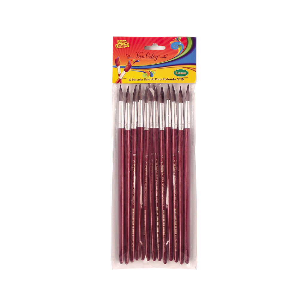 Pincel redondo N°10 Van Orley, pack de 12 unidades