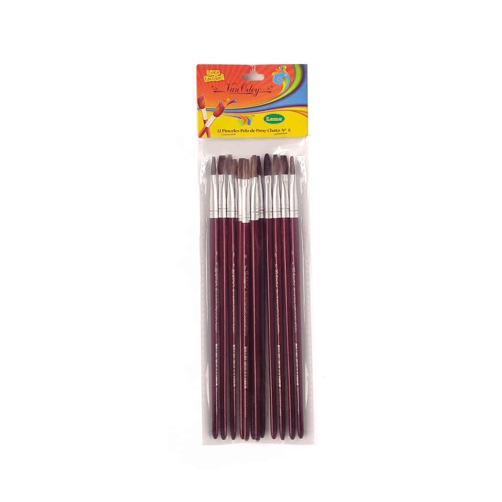 Pincel redondo N°6 Van Orley, pack de 12 unidades