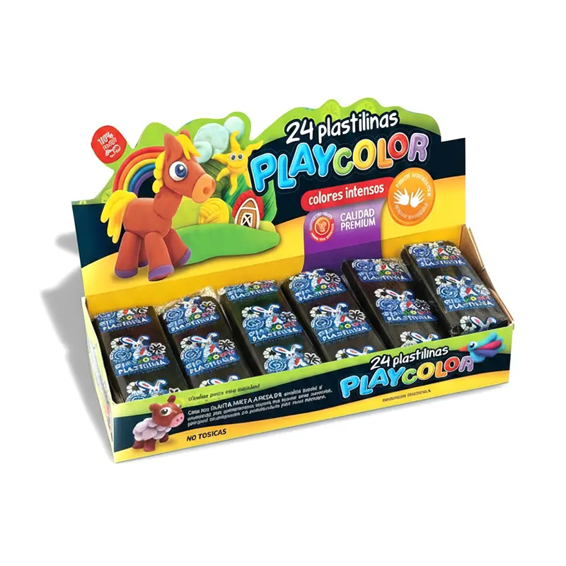 Plastilina Playcolor negra, caja de 24 barras