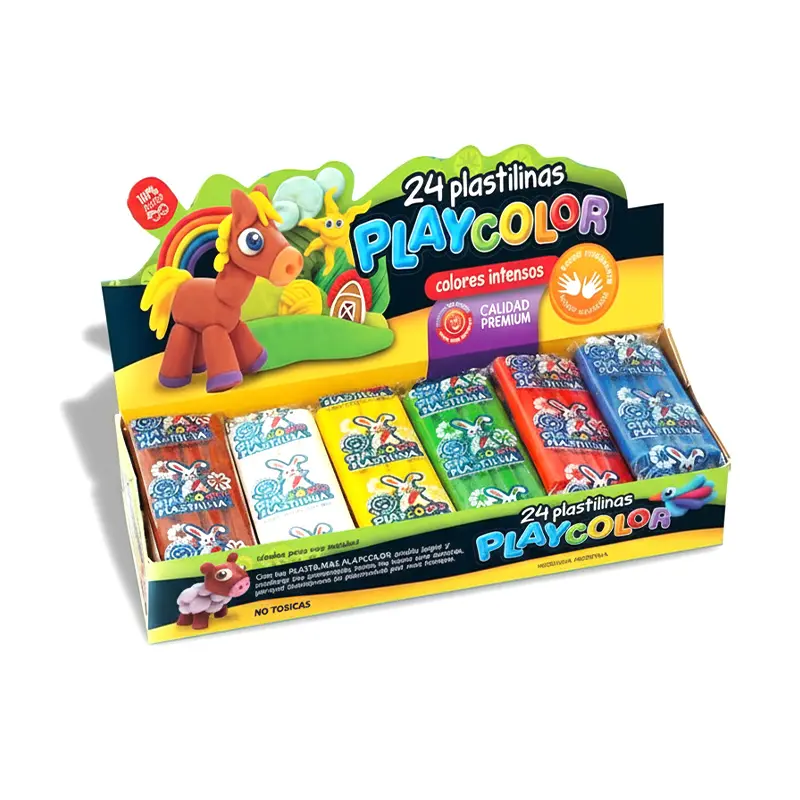 Plastilina Playcolor colores surtidos, caja de 24 barras