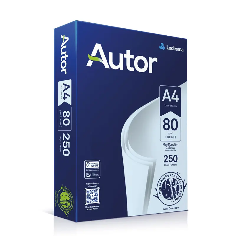 Resma Autor A4 celeste, 80g.