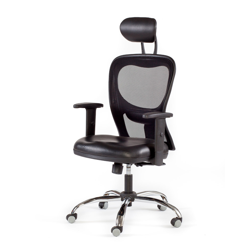 Silla Neumática con brazos Citiz, respaldo alto con cabezal, negra