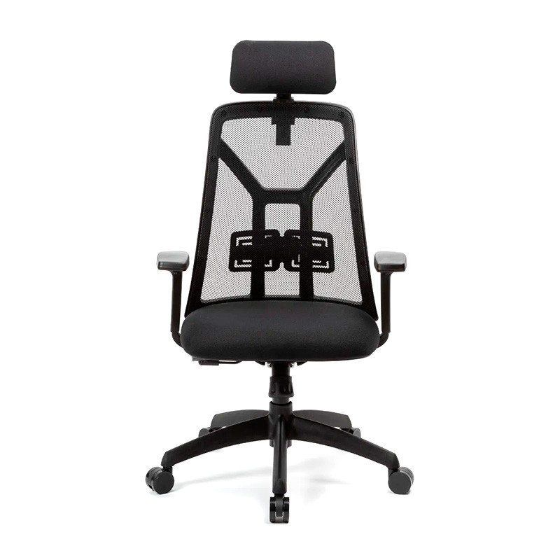 Sillón Ergonómico con brazos Tokio Synchro negro, con Cabezal y Perchero