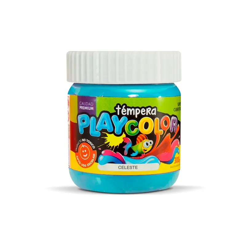 Témpera Playcolor,  250cc. Celeste