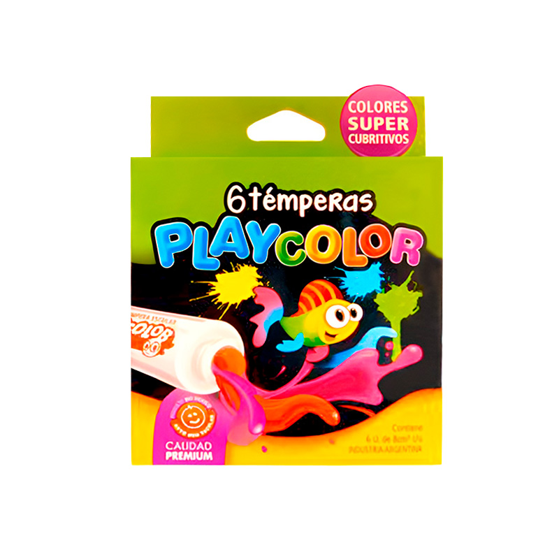 Témpera Playcolor colores surtidos, caja de 6 unidades