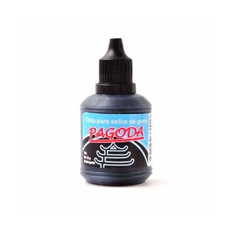 Tinta para sellos de goma Pagoda negra, 30cc.