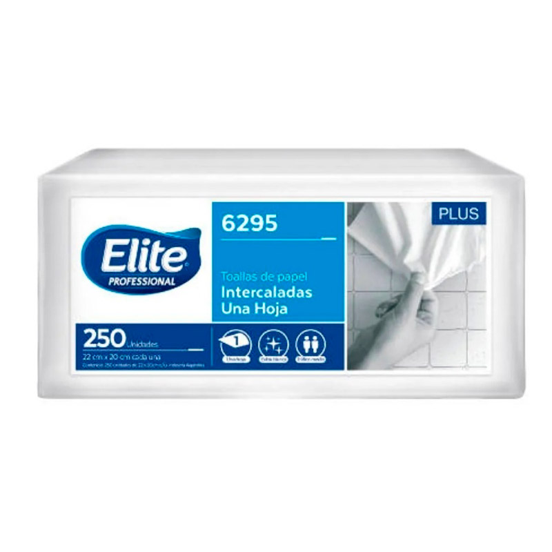 Toallas p/manos Elite 6295 blancas, 19x20 cm, 10 packs de 250 hojas