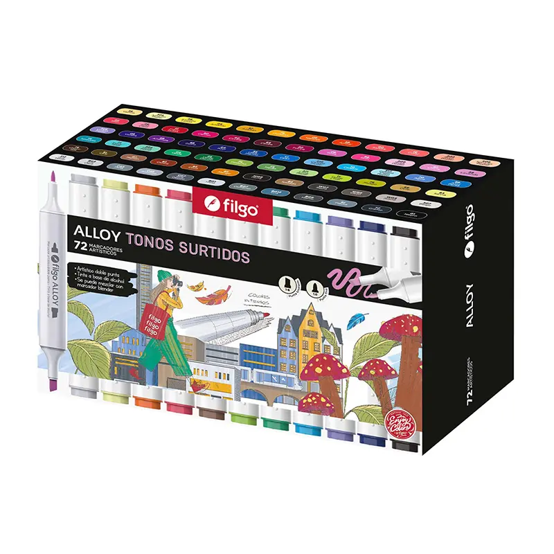 Marcador Doble Punta Filgo Alloy, 72 colores