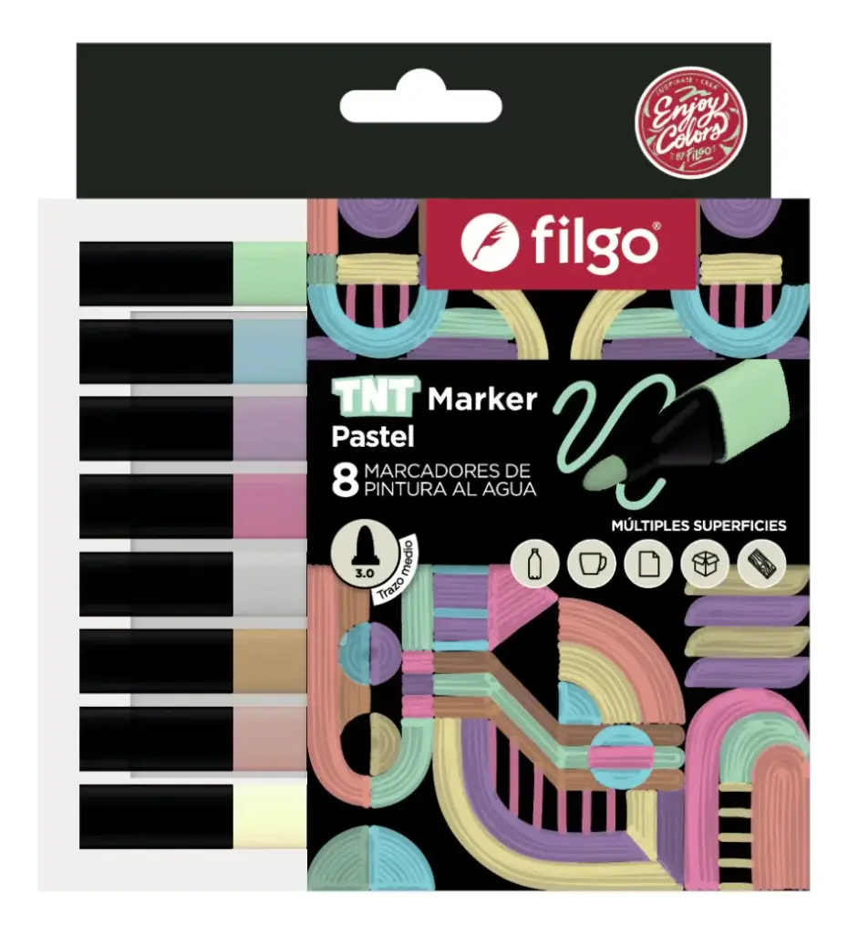 Marcador de Pintura al Agua 3.0mm Filgo Estuche x 8 Pastel