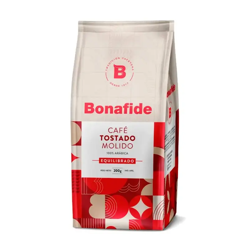 Café tostado equilibrado Bonafide, pack de 200g. 
