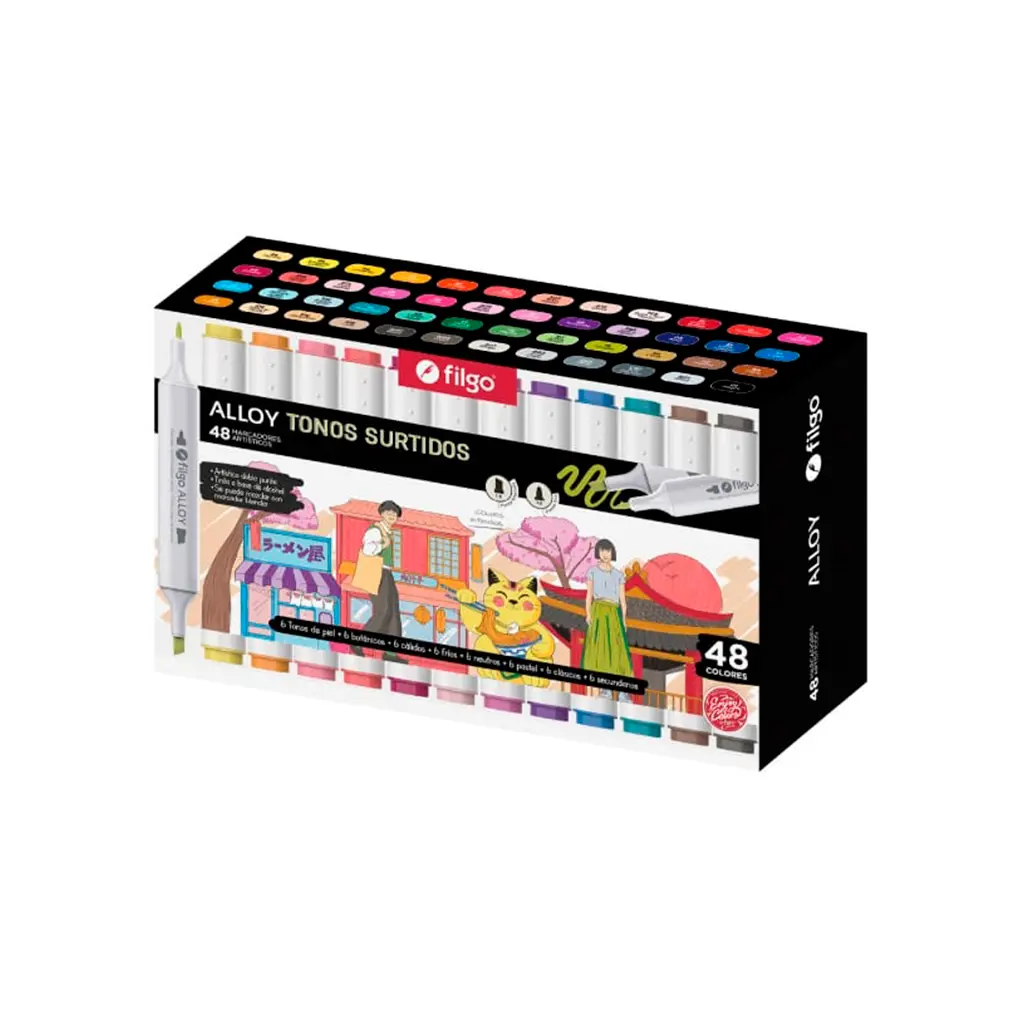 Marcador Doble Punta Filgo Alloy, 48 colores